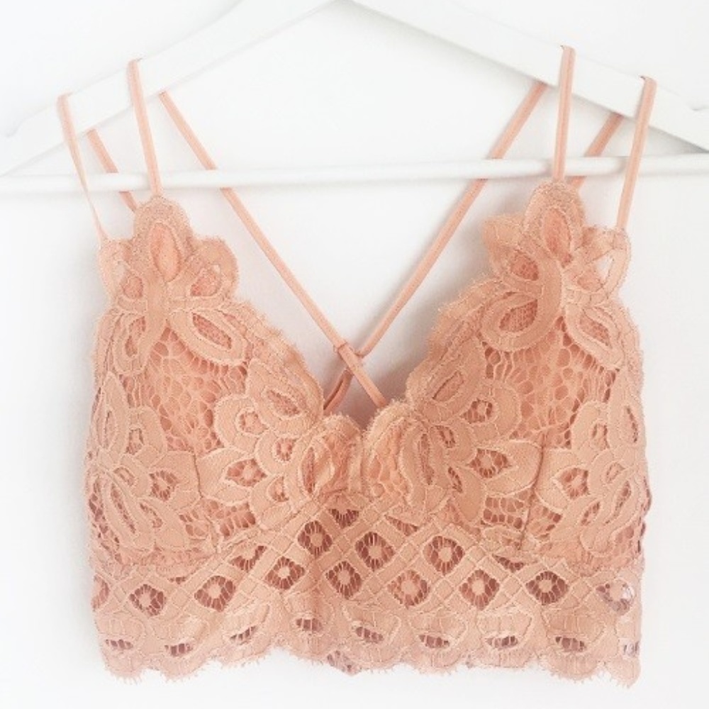 XOXO Scalloped Lace Bralette - Dusty Coral